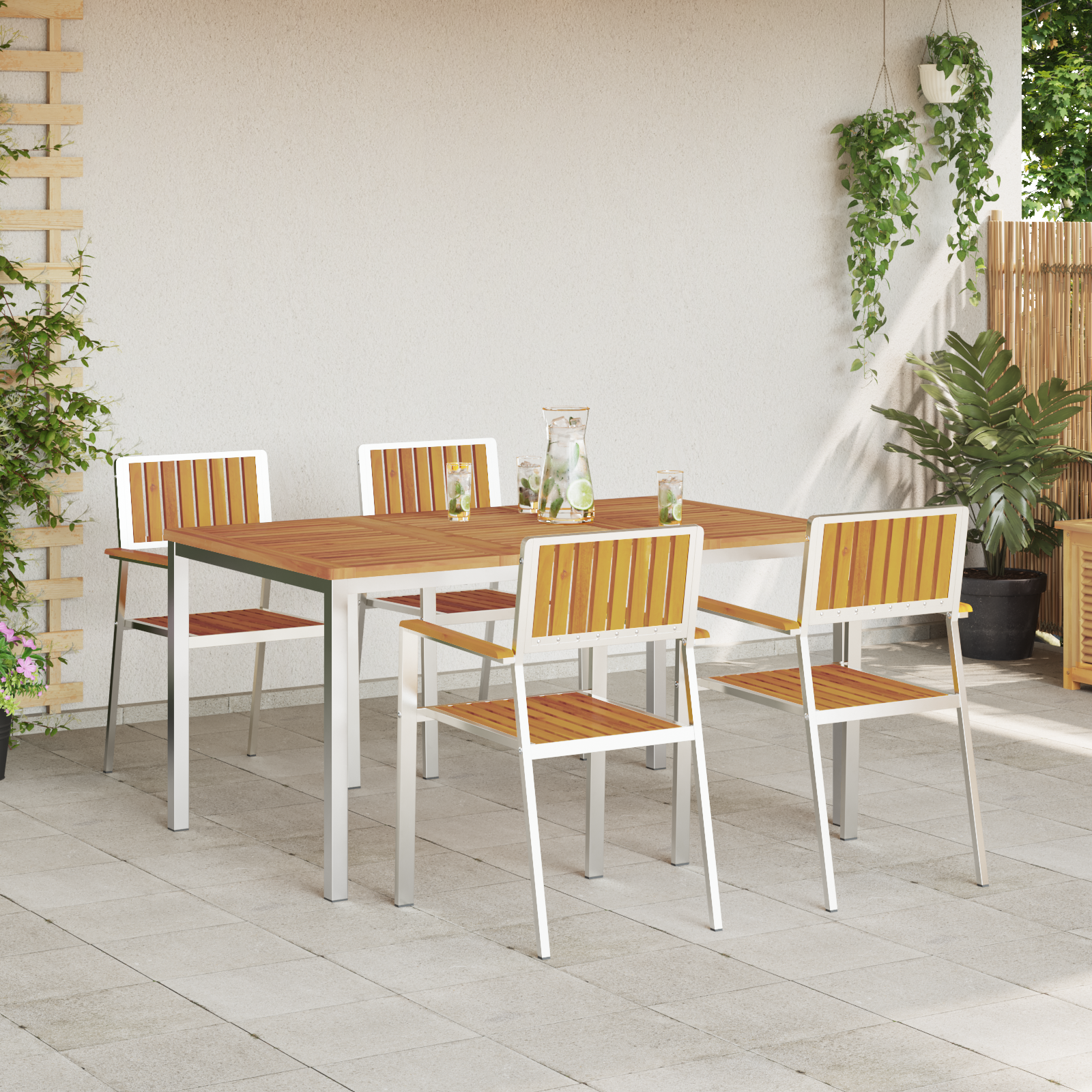 Hage Spisegruppe 5 pcs Brun heltre akasie