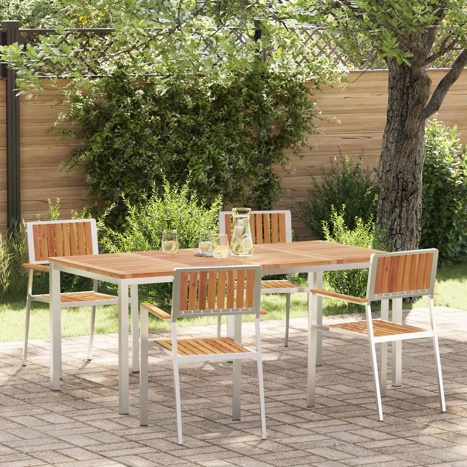 Hage Spisegruppe 5 pcs Brun heltre akasie