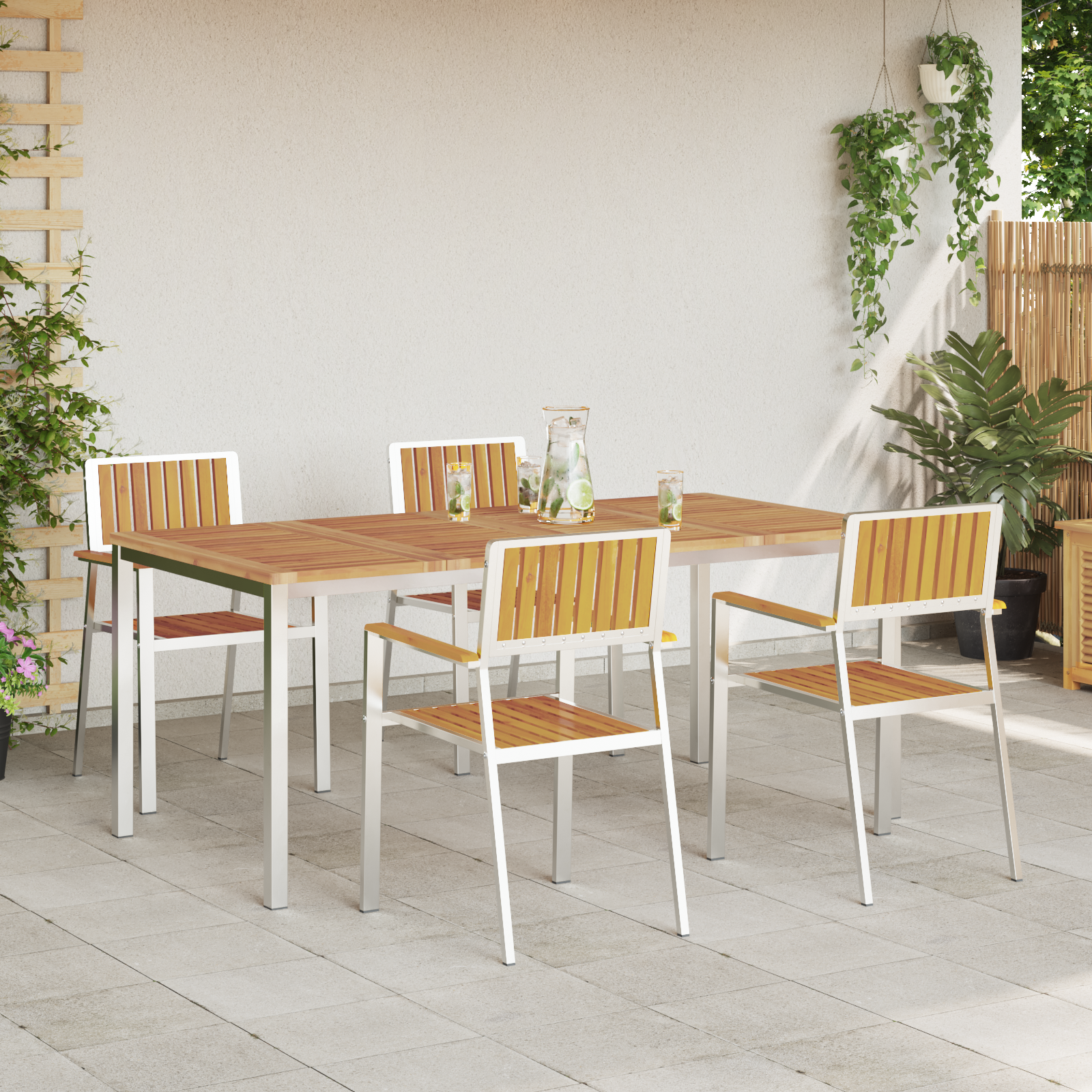 Hage Spisegruppe 5 pcs Brun heltre akasie