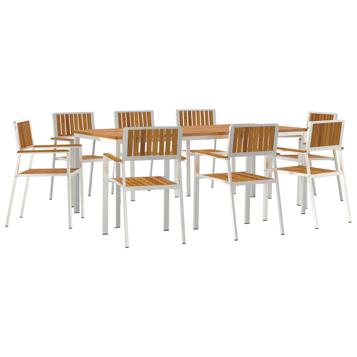 Utendørs spisestue sett 9 pcs Brun Solid akasietre