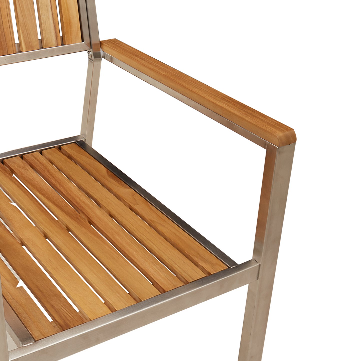 Utendørs spisestue sett 5 pcs Massiv teak og rustfritt stål