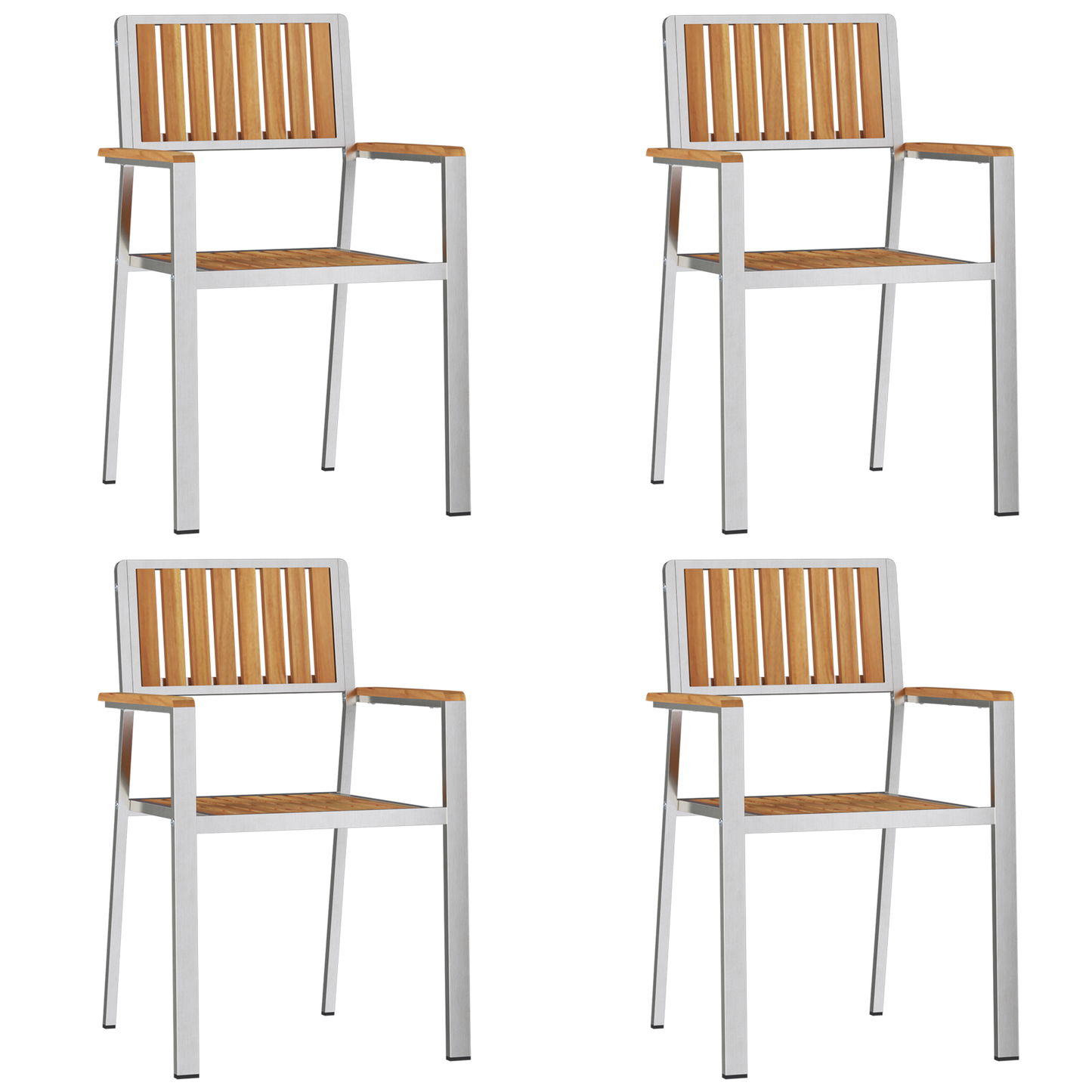 Utendørs spisestue sett 5 pcs Massiv teak og rustfritt stål