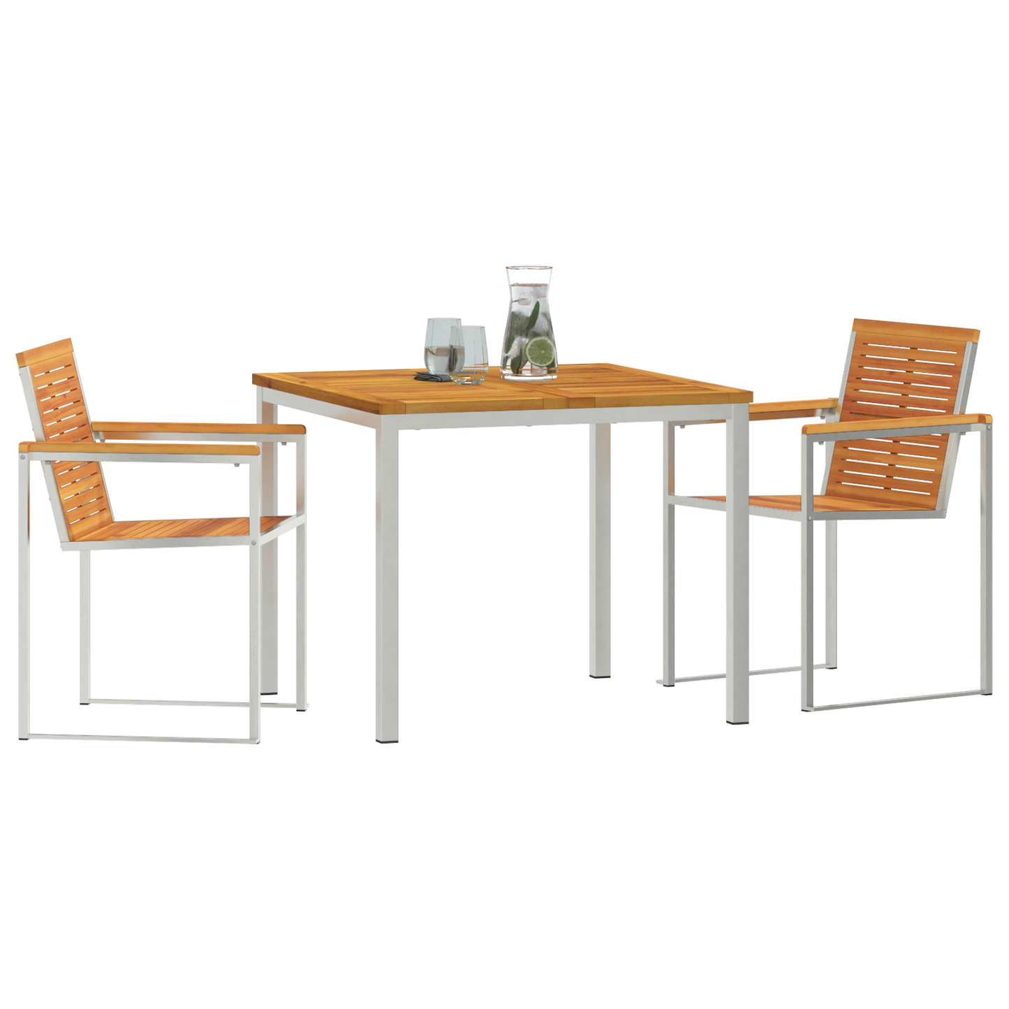 Hage Spisegruppe 3 pcs Massiv akasie tre og rustfritt stål