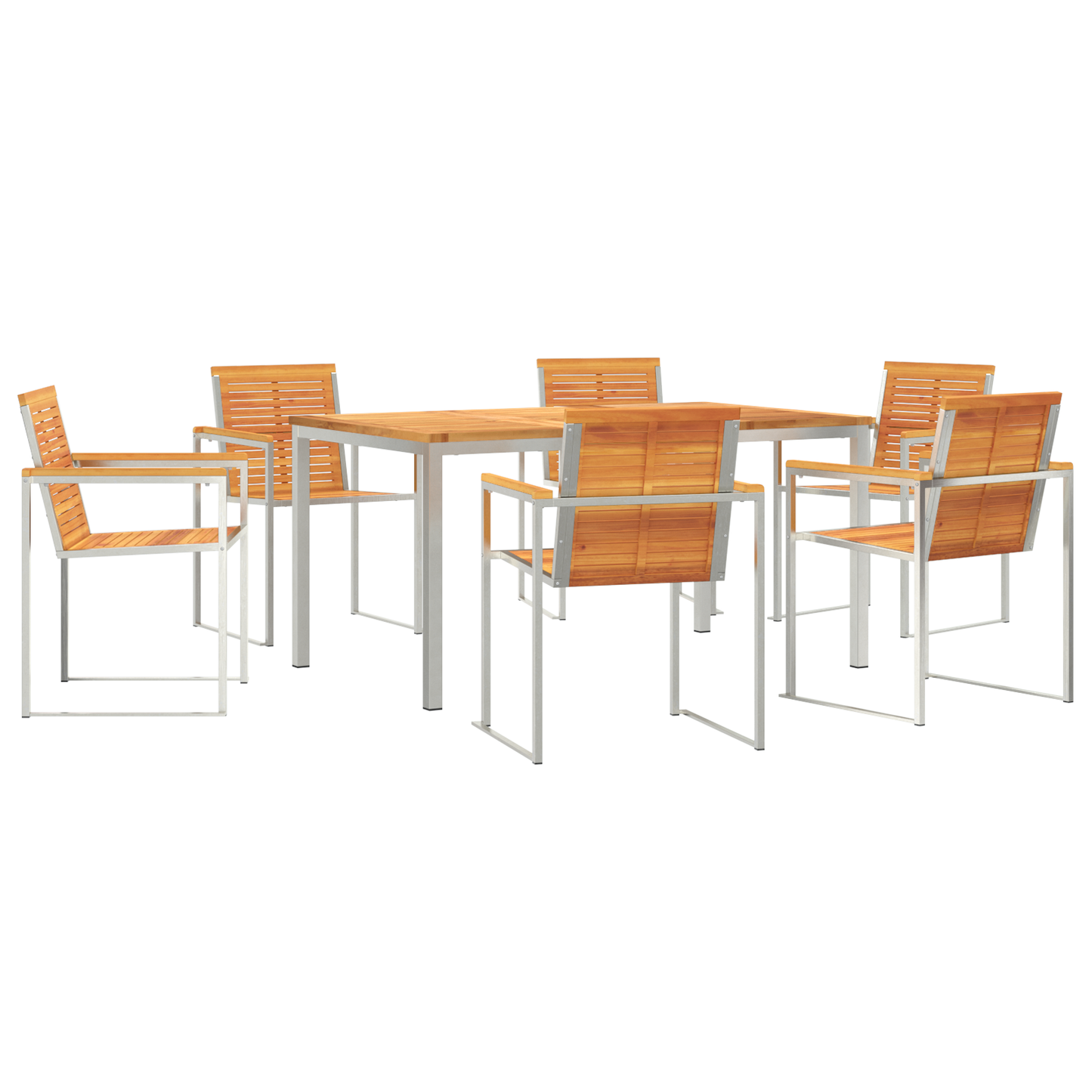 Hage Spisegruppe 7 pcs Massiv akasie tre og rustfritt stål