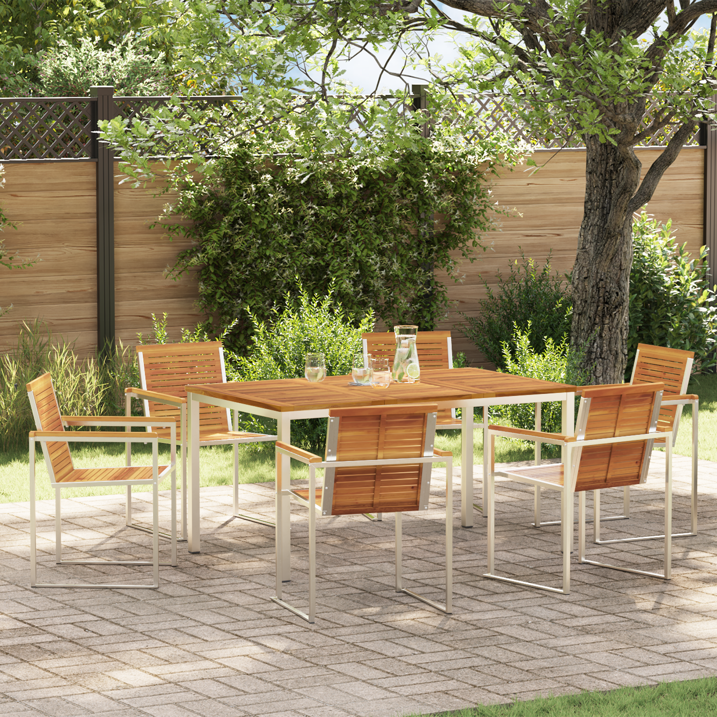 Hage Spisegruppe 7 pcs Solid akasietre