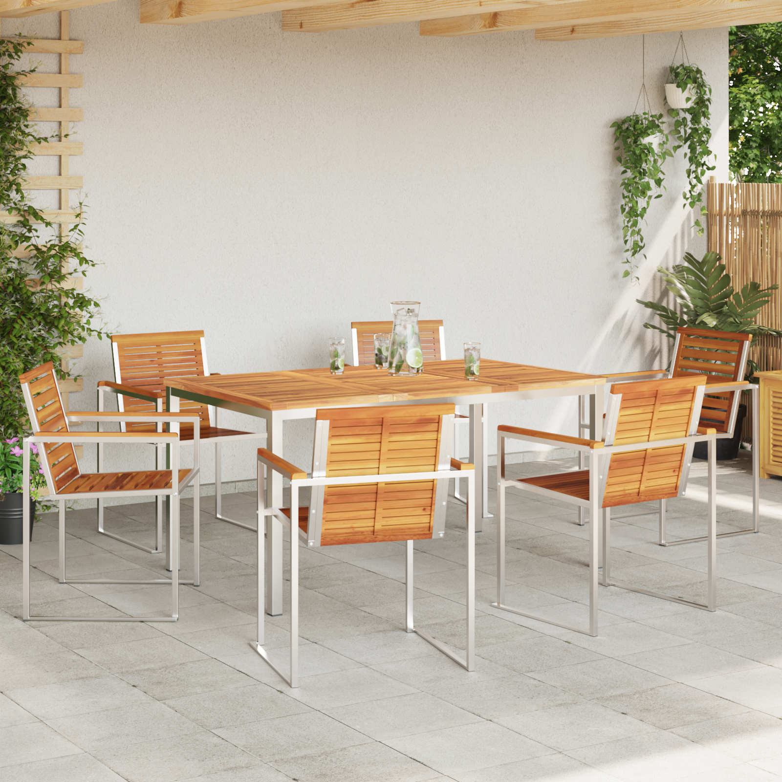 Hage Spisegruppe 7 pcs Solid akasietre