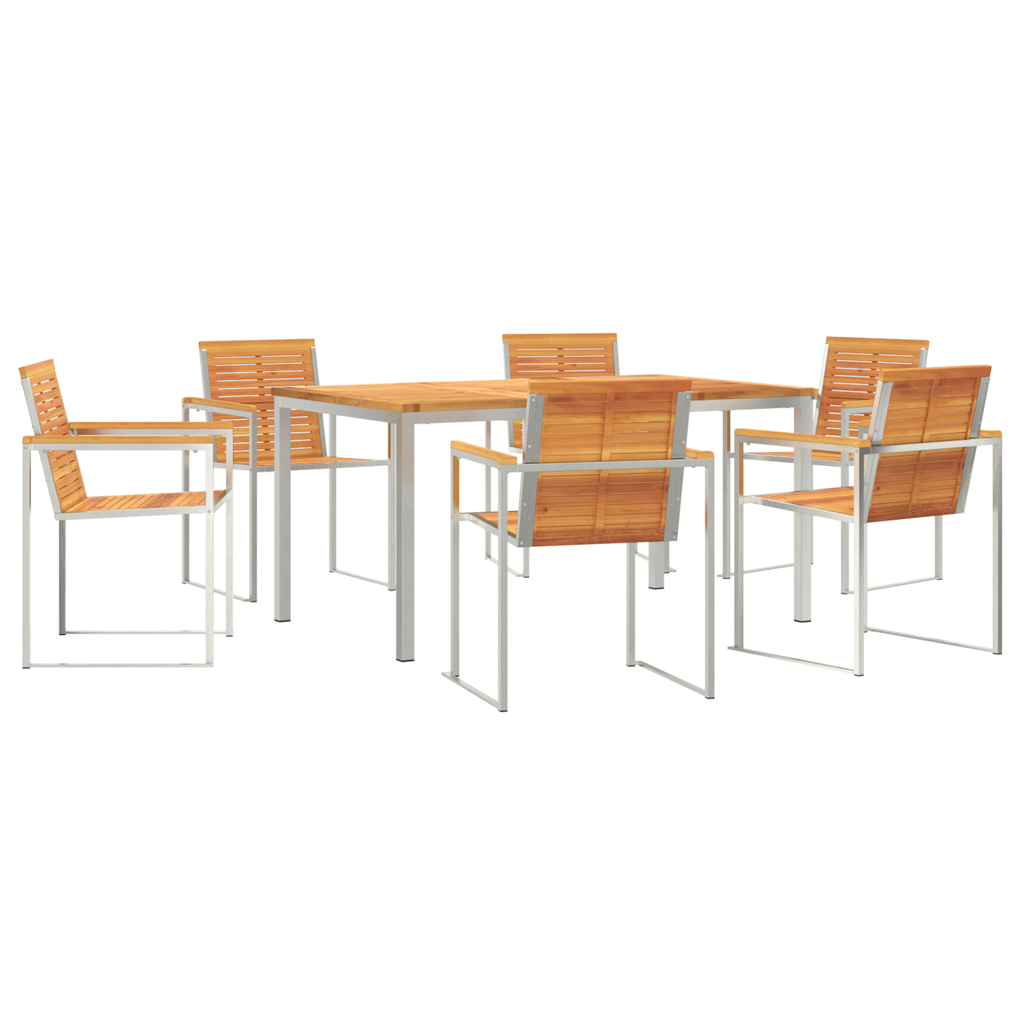 Hage Spisegruppe 7 pcs Massiv akasie tre og rustfritt stål