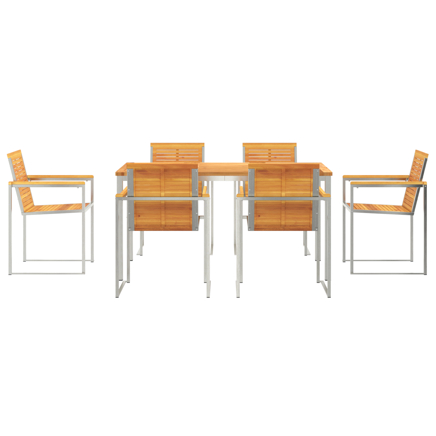 Hage Spisegruppe 7 pcs Massiv akasie tre og rustfritt stål