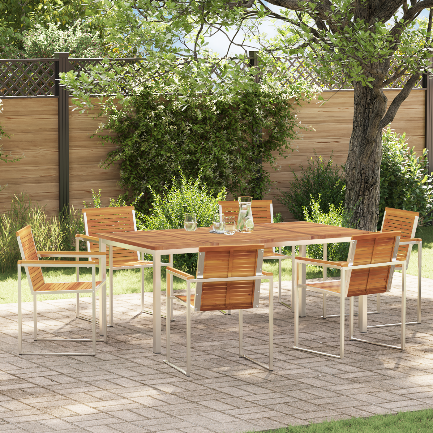 Hage Spisegruppe 7 pcs Solid akasietre