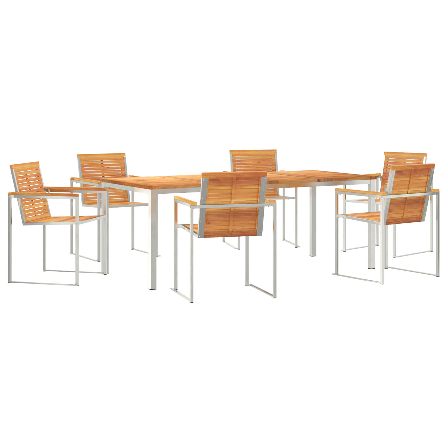 Hage Spisegruppe 7 pcs Massiv akasie tre og rustfritt stål