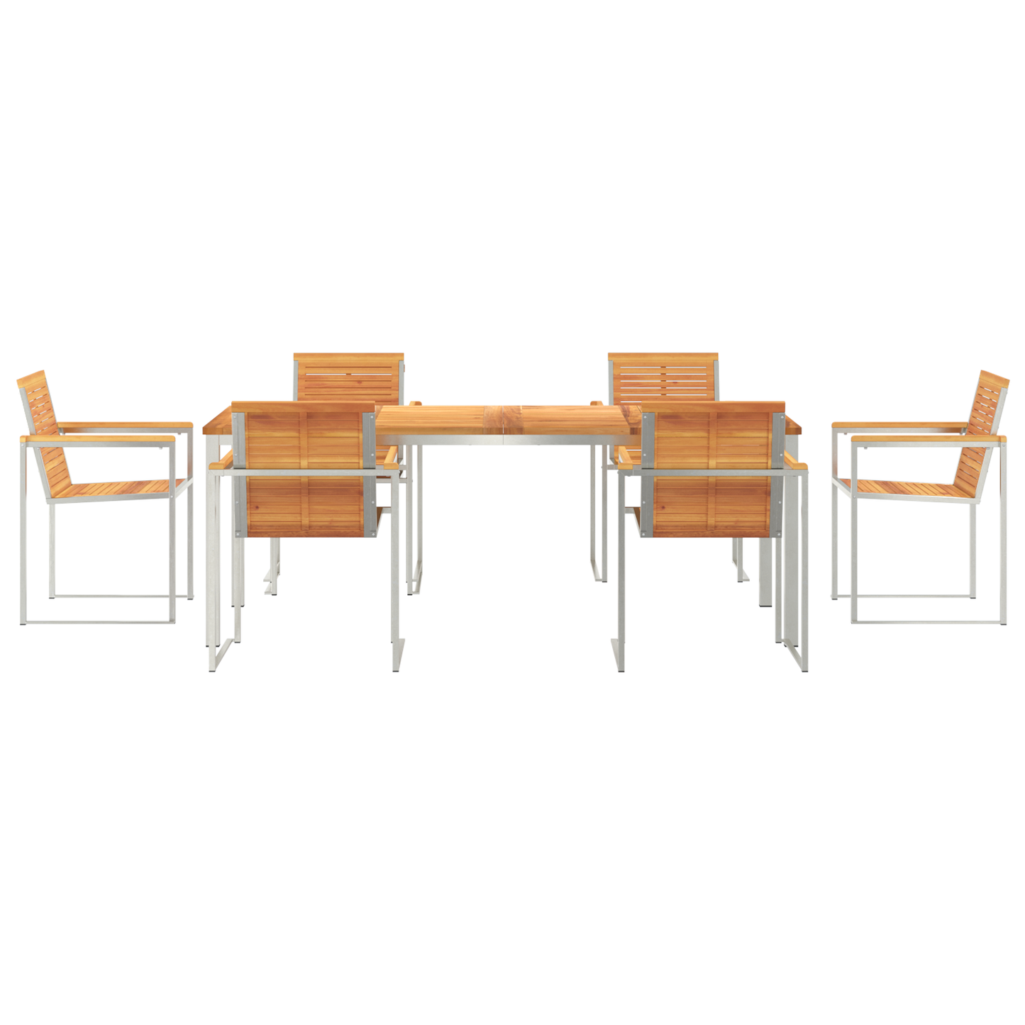 Hage Spisegruppe 7 pcs Massiv akasie tre og rustfritt stål