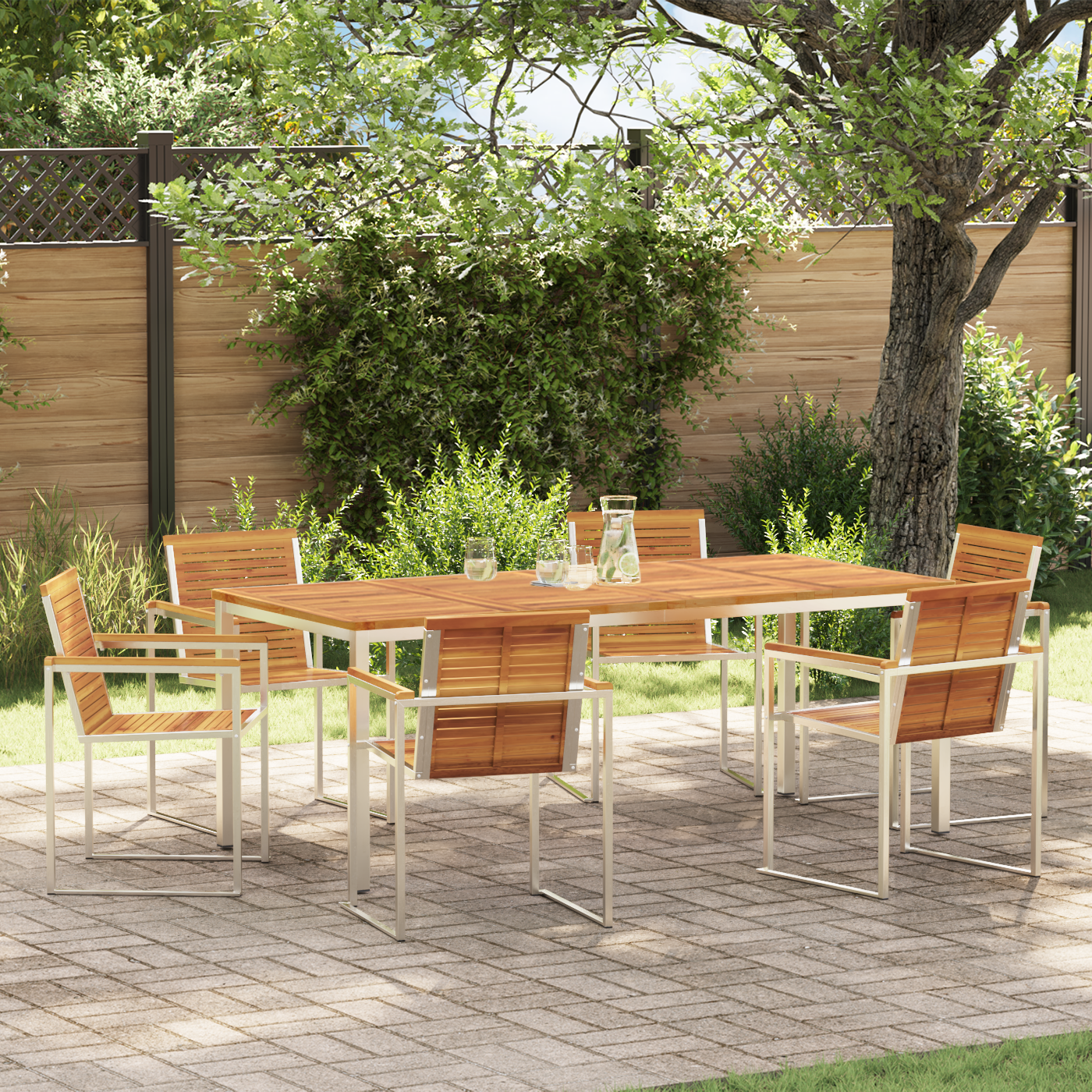 Hage Spisegruppe 7 pcs Solid akasietre