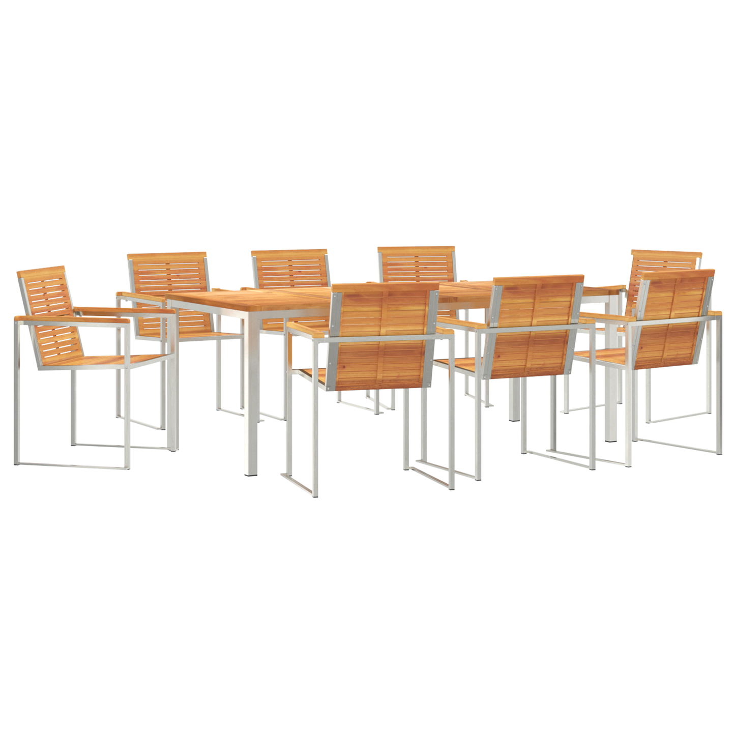 Hage Spisegruppe 9 pcs Massiv akasie tre og rustfritt stål