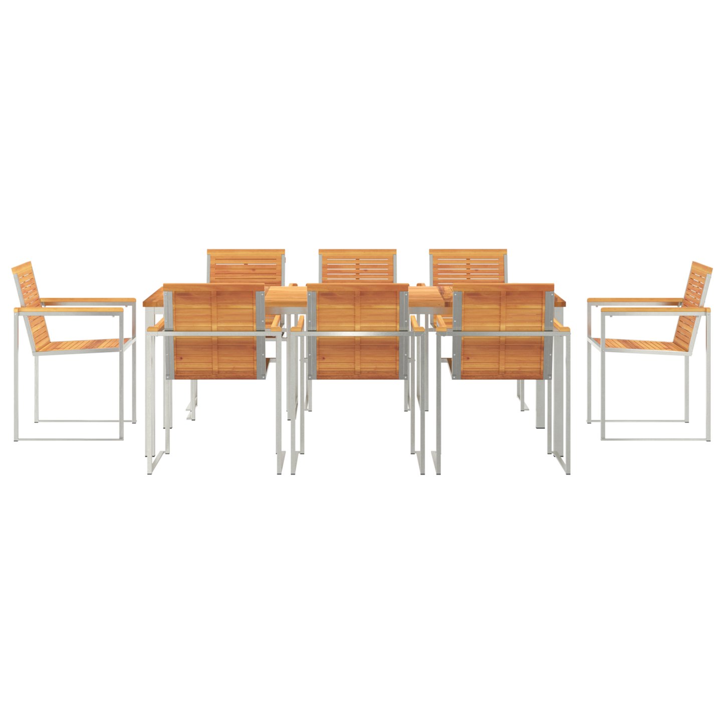Hage Spisegruppe 9 pcs Massiv akasie tre og rustfritt stål