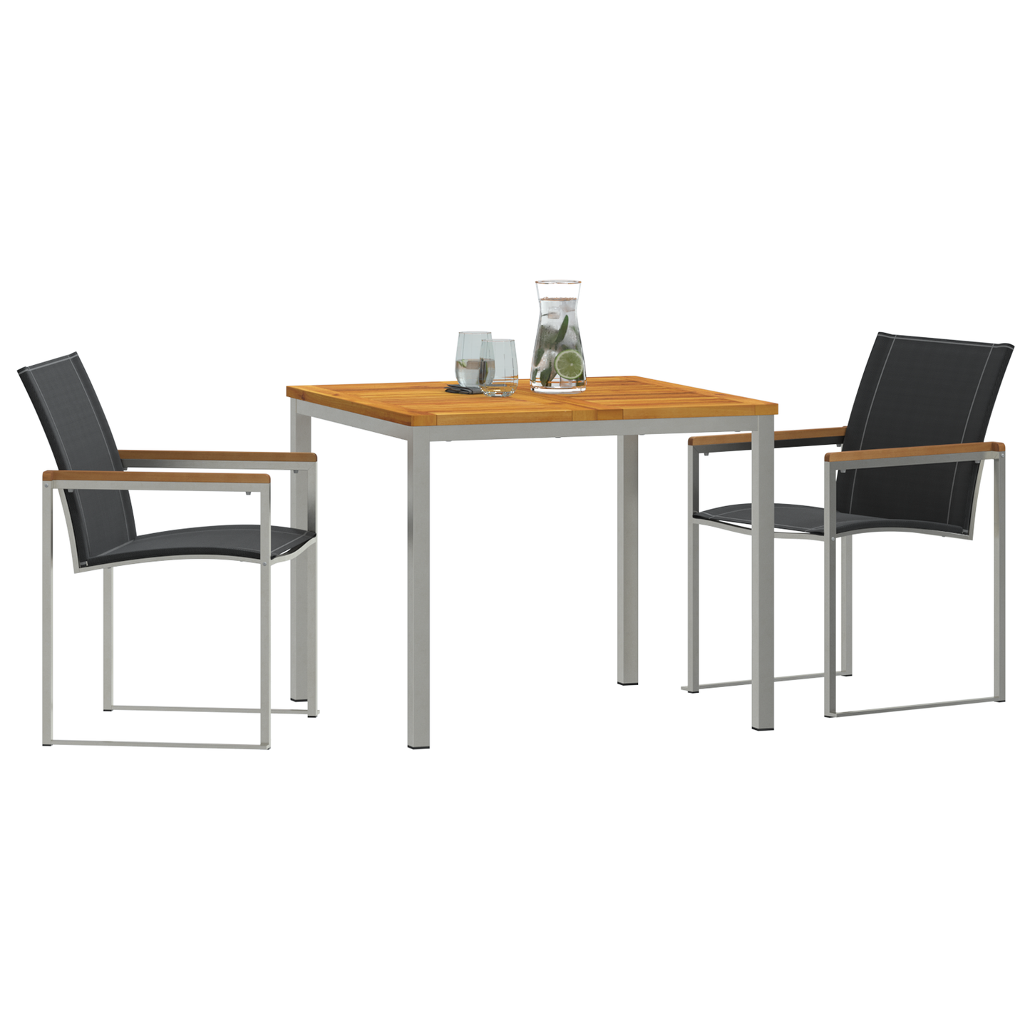 Hage Spisegruppe 3 pcs Massiv akasie tre og rustfritt stål
