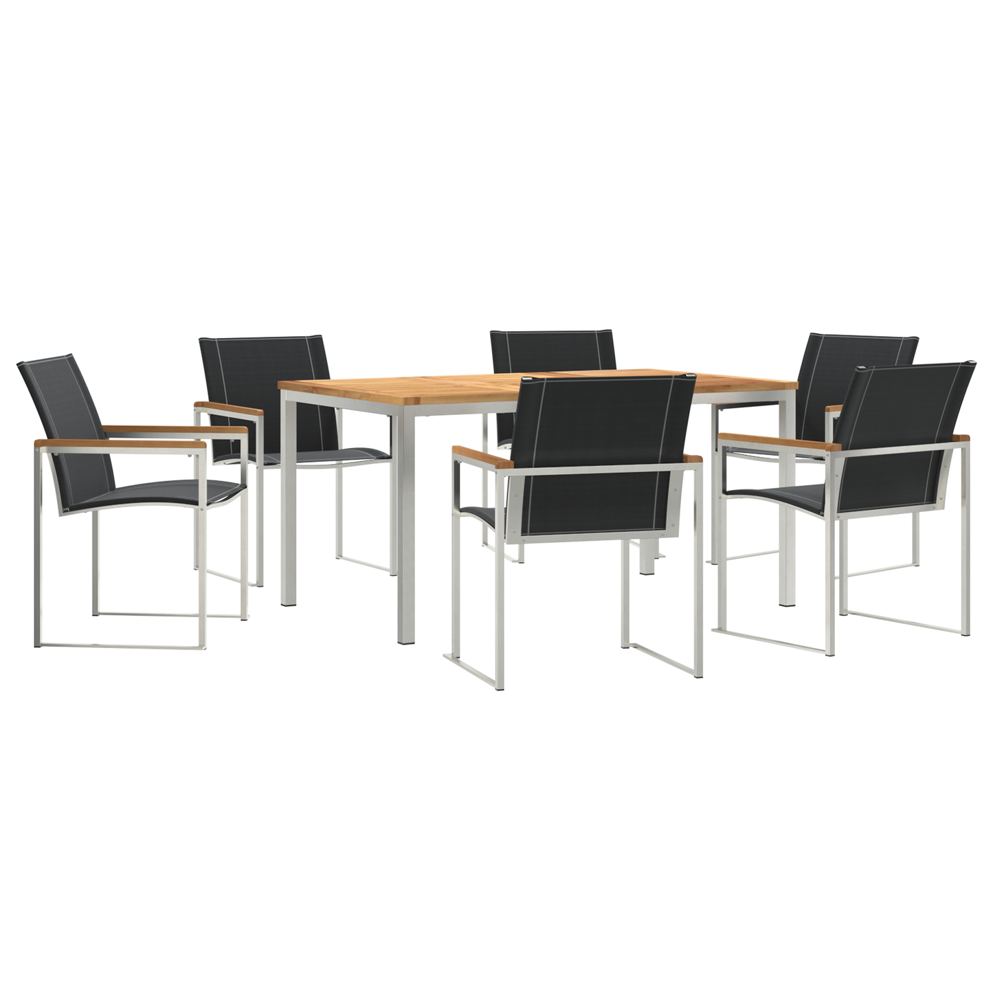 Hage Spisegruppe 7 pcs Massiv akasie tre og rustfritt stål