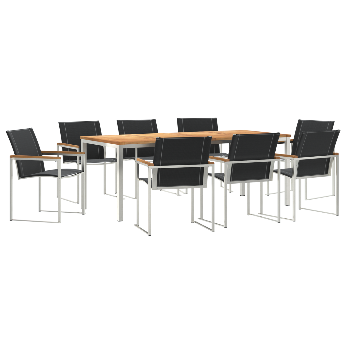 Hage Spisegruppe 9 pcs Massiv akasie tre og rustfritt stål