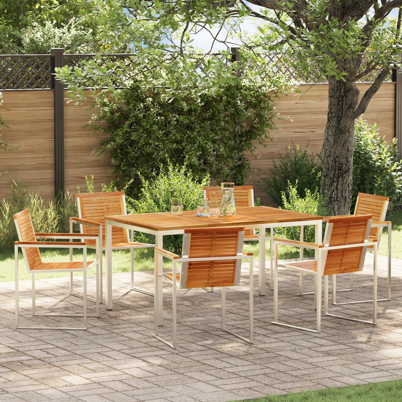 Hage Spisegruppe 7 pcs Massivt teaktre