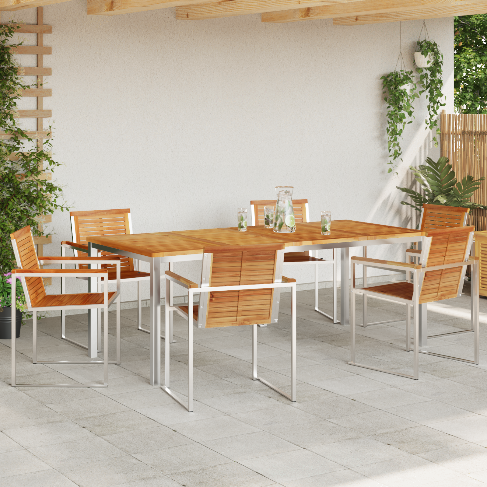 Hage Spisegruppe 7 pcs Massivt teaktre