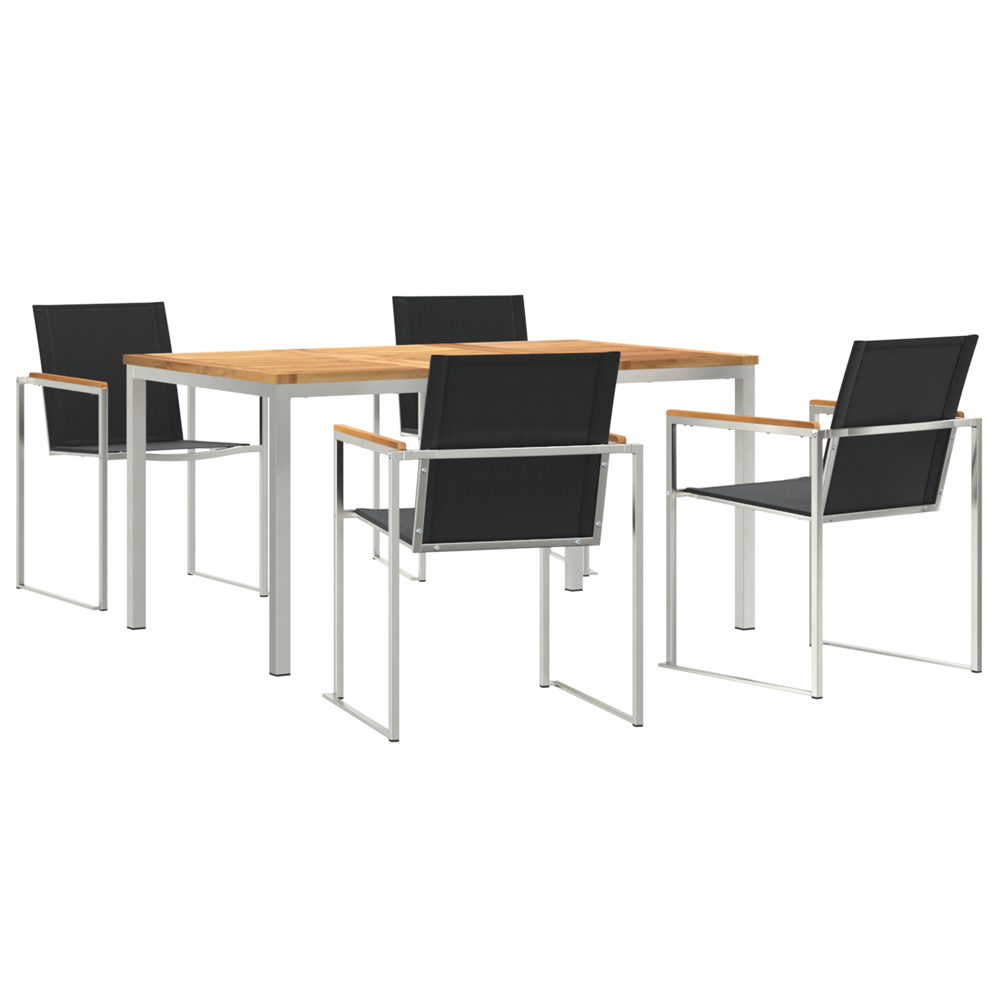 Hage Spisegruppe 5 pcs Massiv teak og rustfritt stål