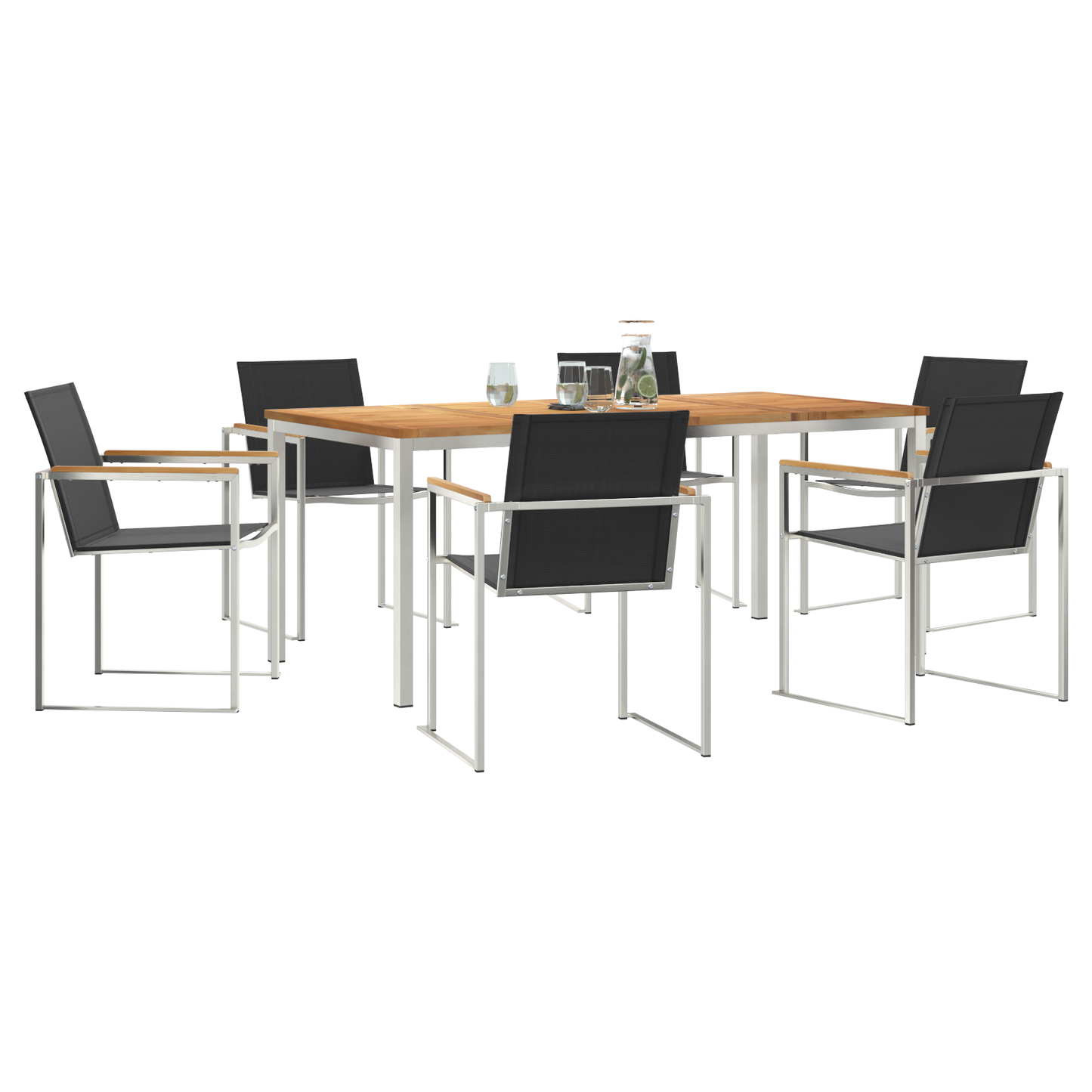 Hage Spisegruppe 7 pcs Massiv teak og rustfritt stål
