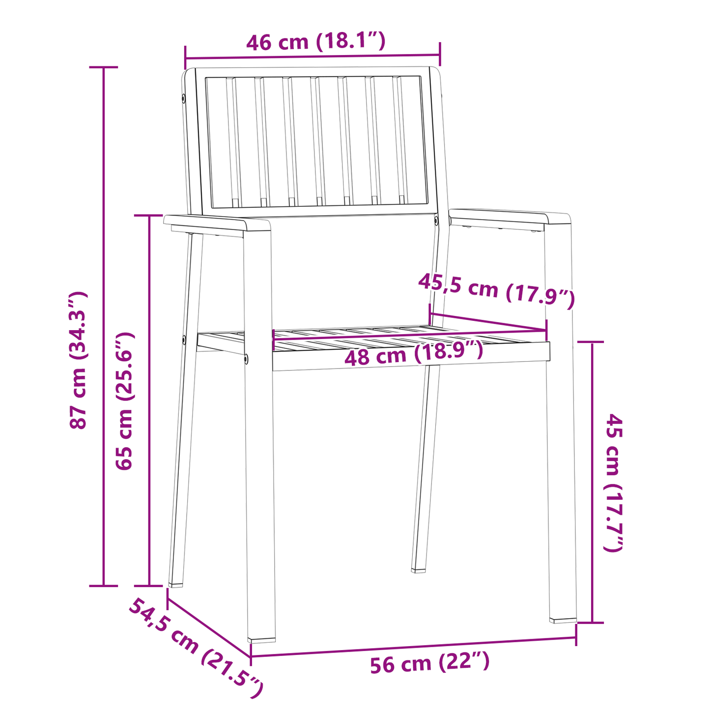 Hage Stol 8 pcs Massiv teak og rustfritt stål