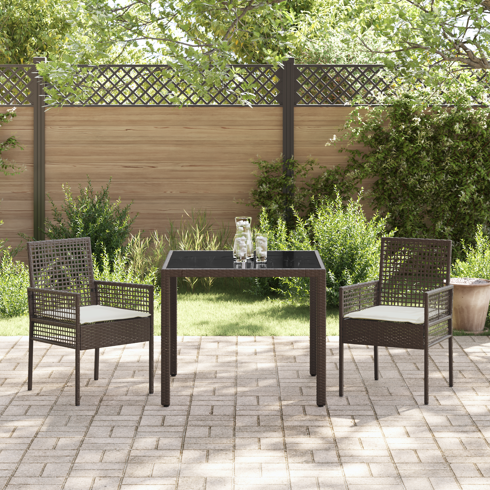 Hage Spisegruppe 3 pcs Brun Poly rattan
