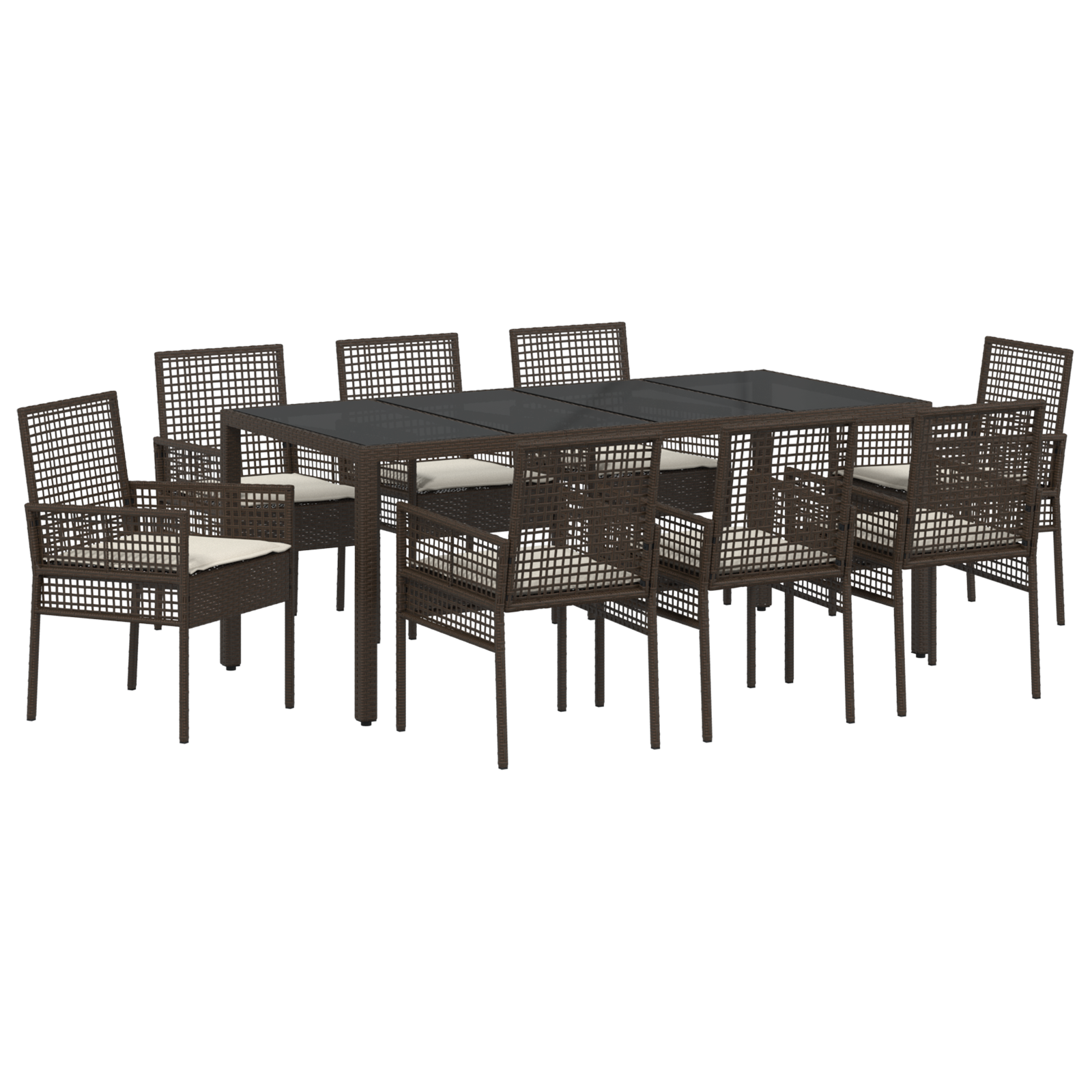 Hage Spisegruppe 9 pcs Brun Poly rattan