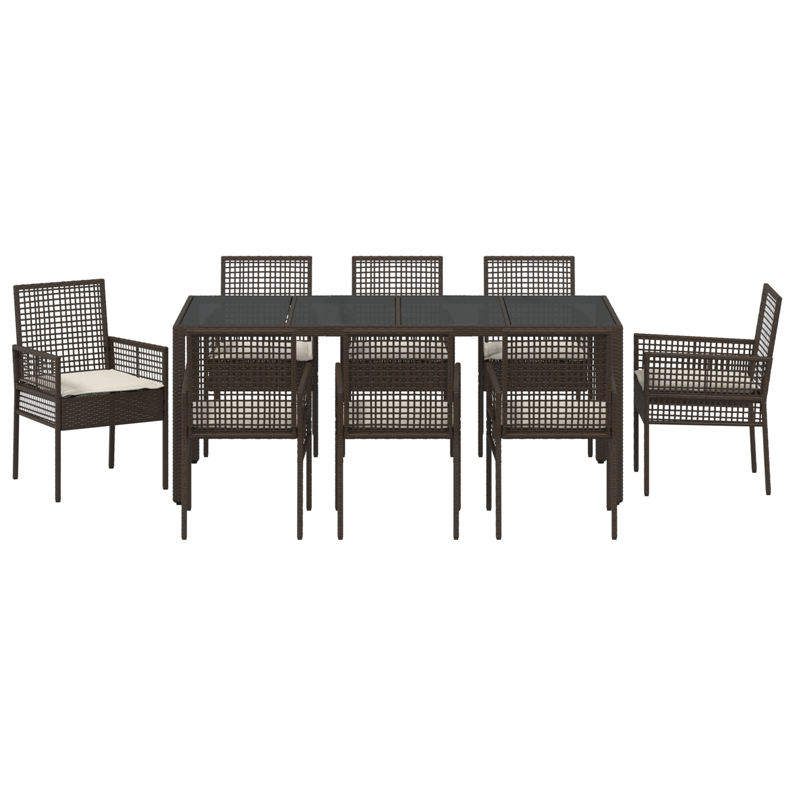 Hage Spisegruppe 9 pcs Brun Poly rattan