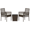 Hage Bistro Sett 3 pcs Brun Poly rattan