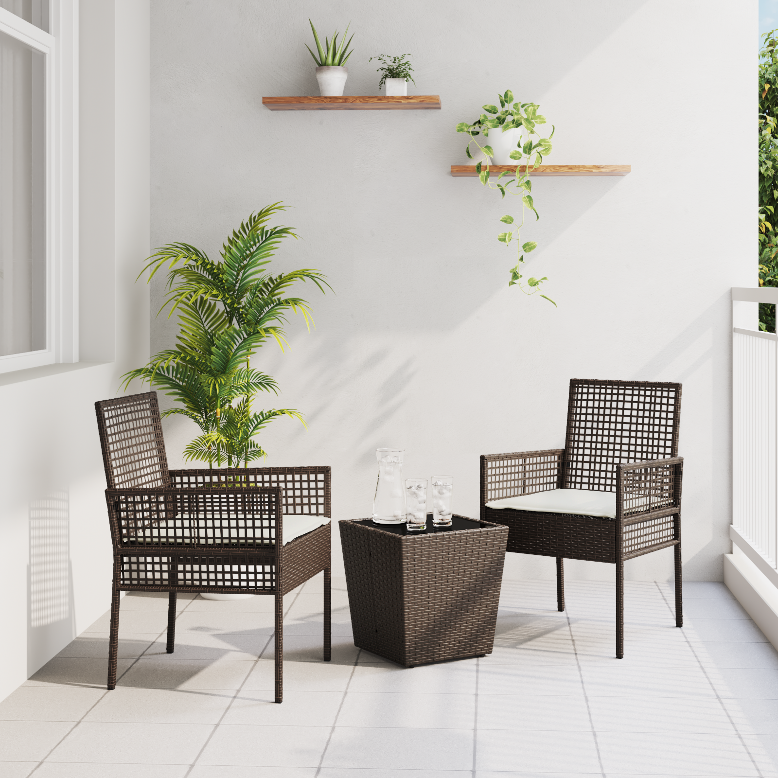 Hage Bistro Sett 3 pcs Brun Poly rattan