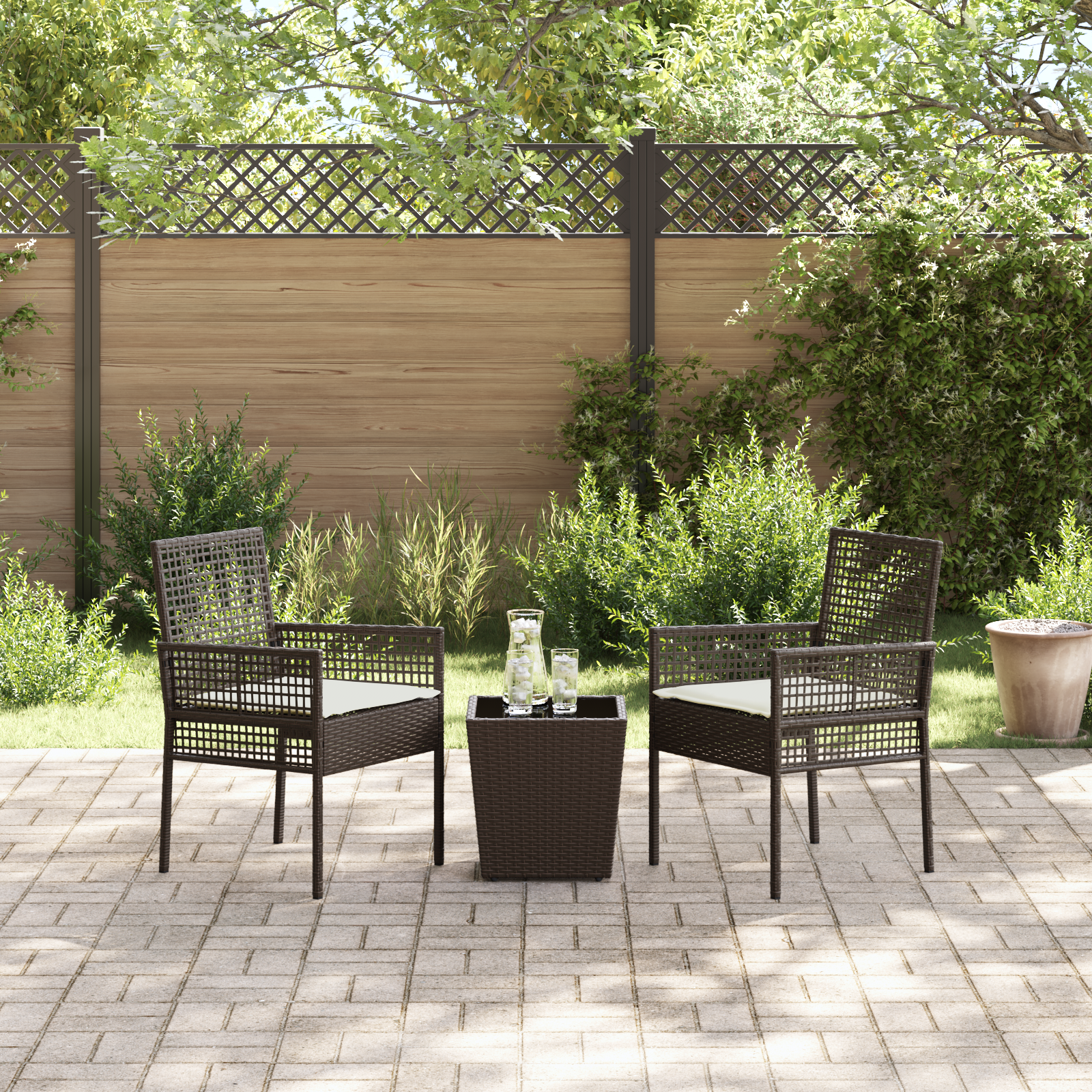 Hage Bistro Sett 3 pcs Brun Poly rattan