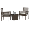 Hage Bistro Sett 3 pcs Brun Poly rattan