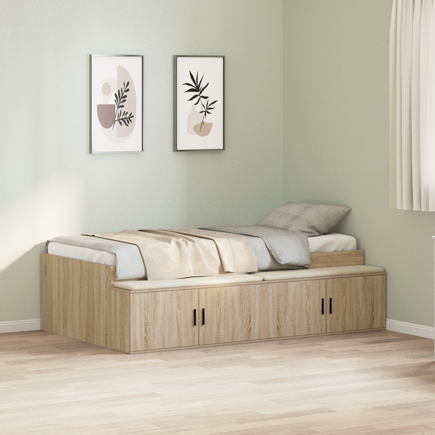 Sengestamme med skuff Sonoma eik 90 x 200 cm Konstruert tre