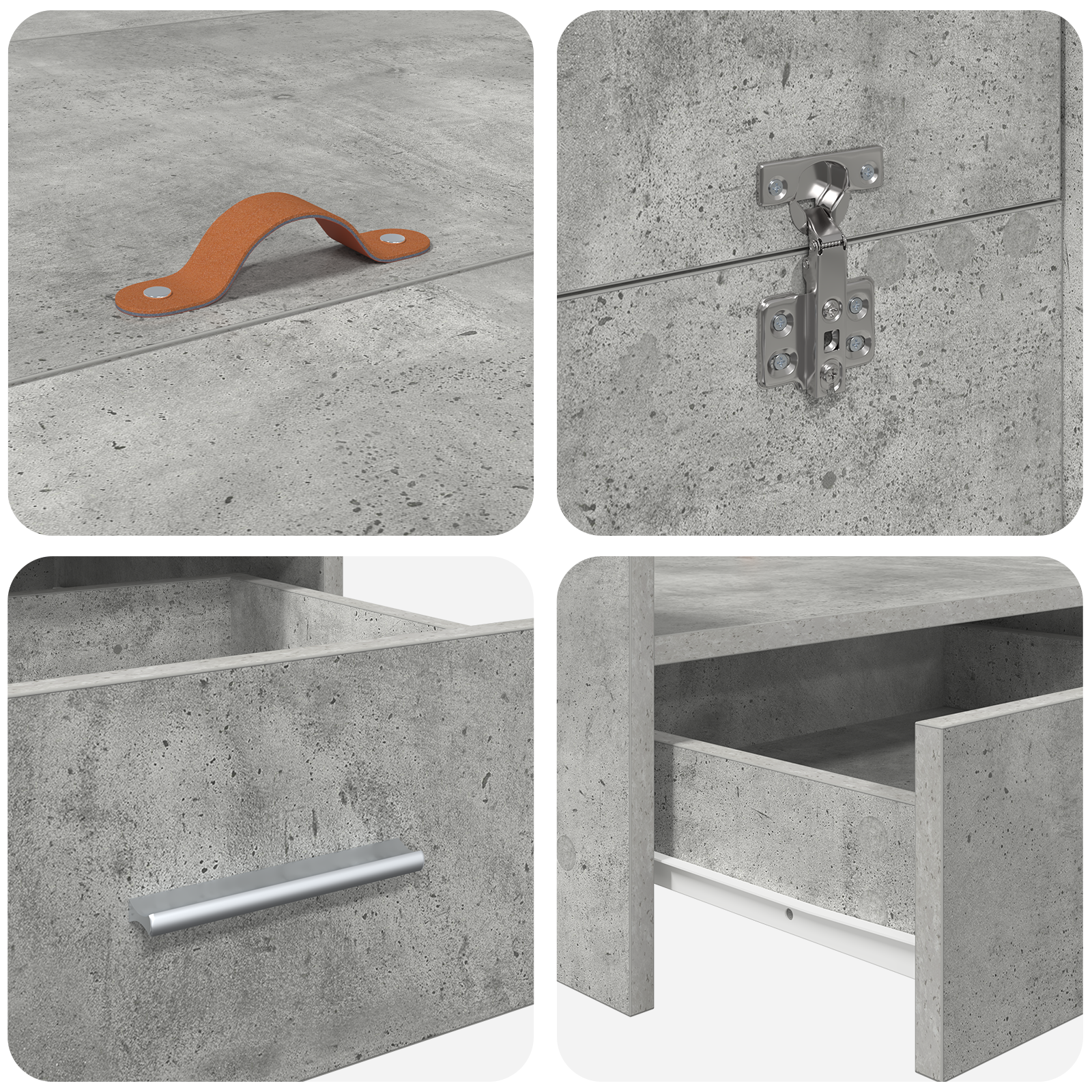 Seng med lagring Betonggrå 180 x 200 cm Konstruert tre