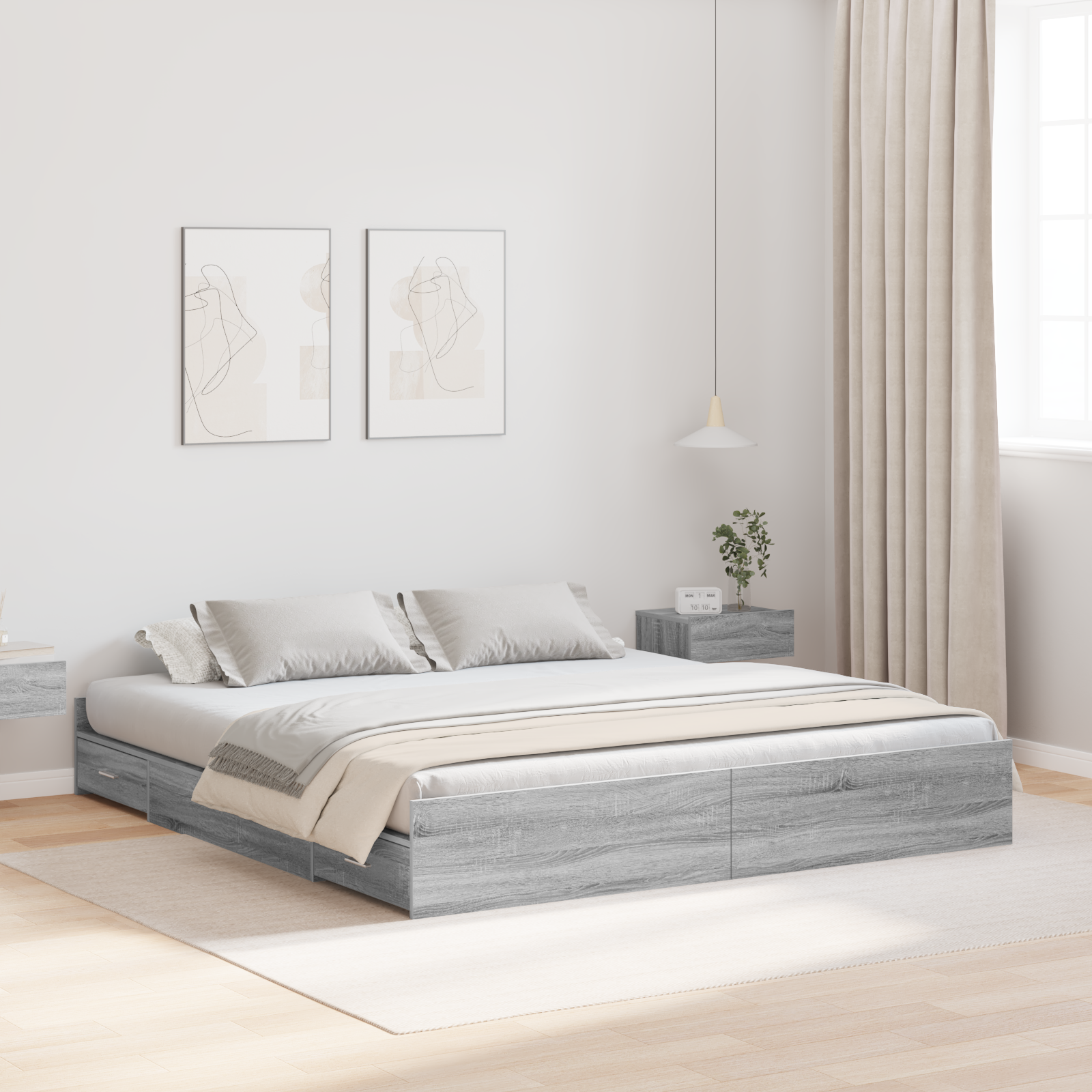 Seng med lagring Grå Sonoma 180 x 200 cm Konstruert tre
