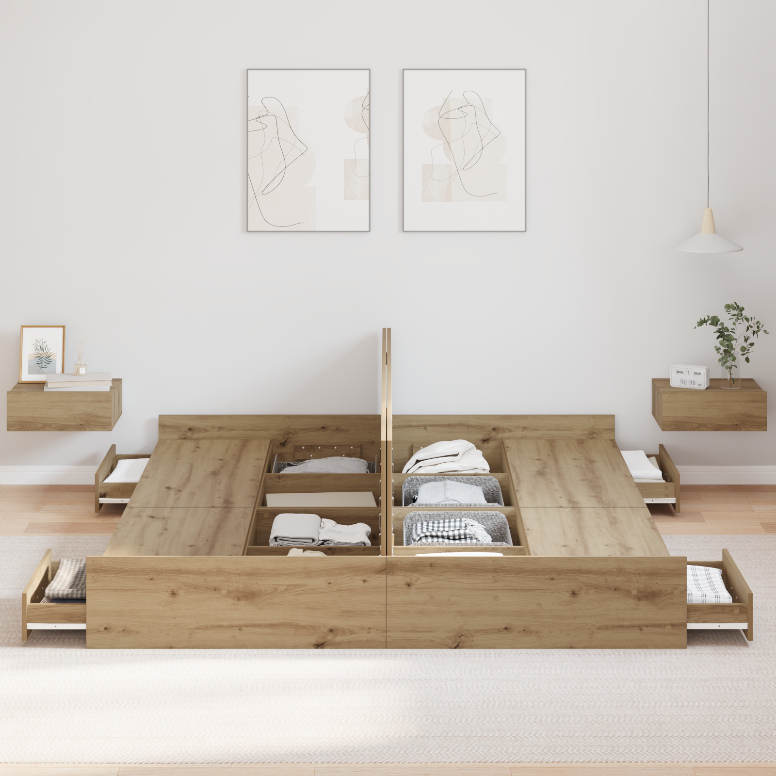 Seng med lagring Artisan Eik 180 x 200 cm Konstruert tre