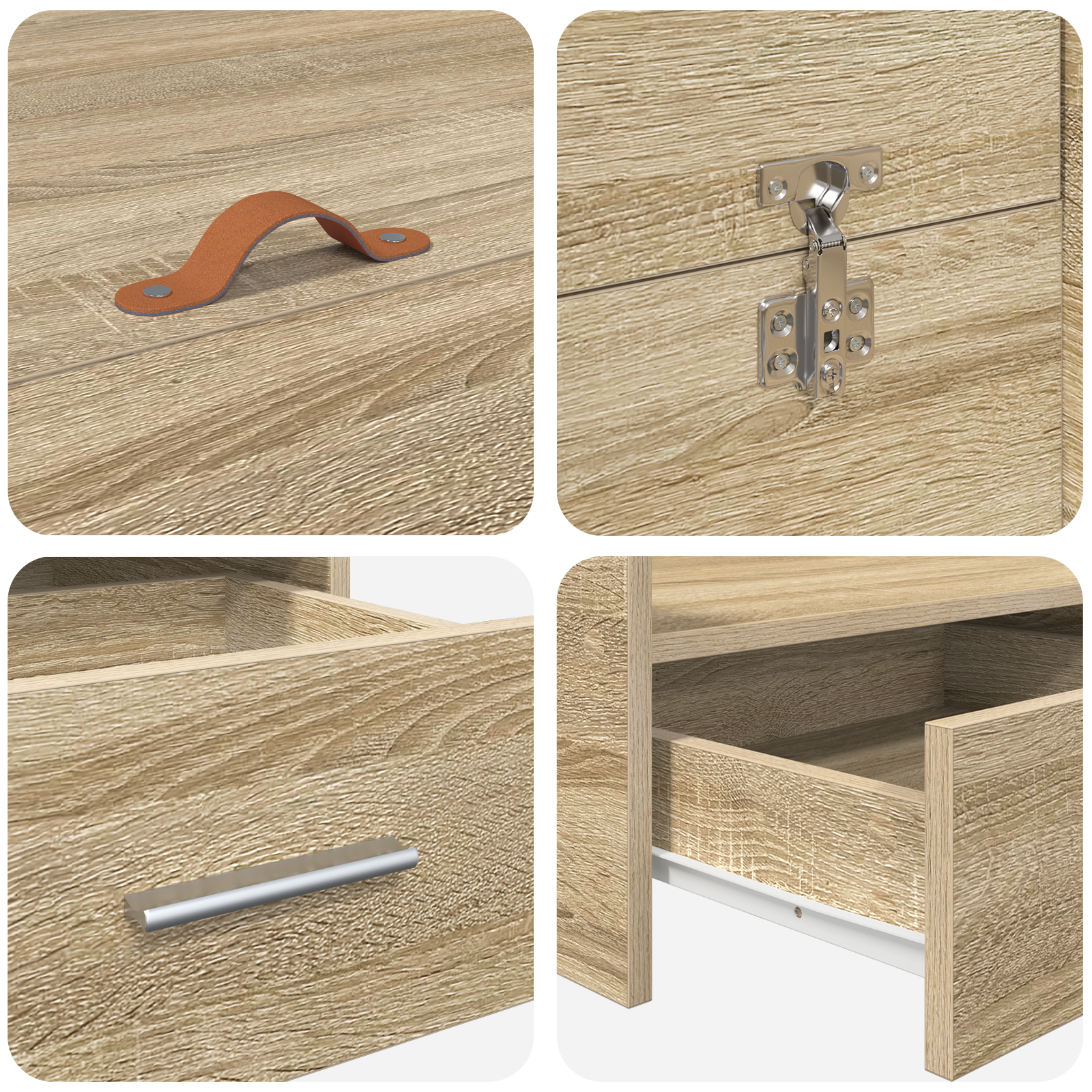 Seng med lagring Sonoma eik 160 x 200 cm Konstruert tre