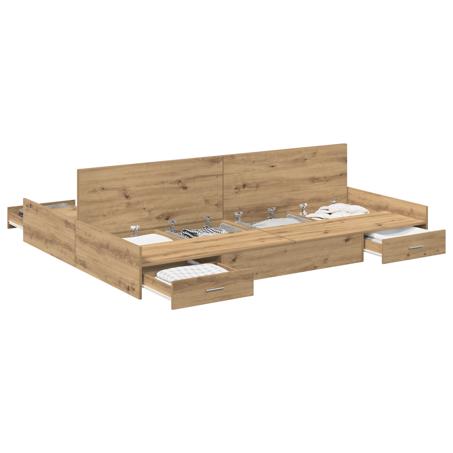 Seng med lagring Artisan Eik 160 x 200 cm Konstruert tre