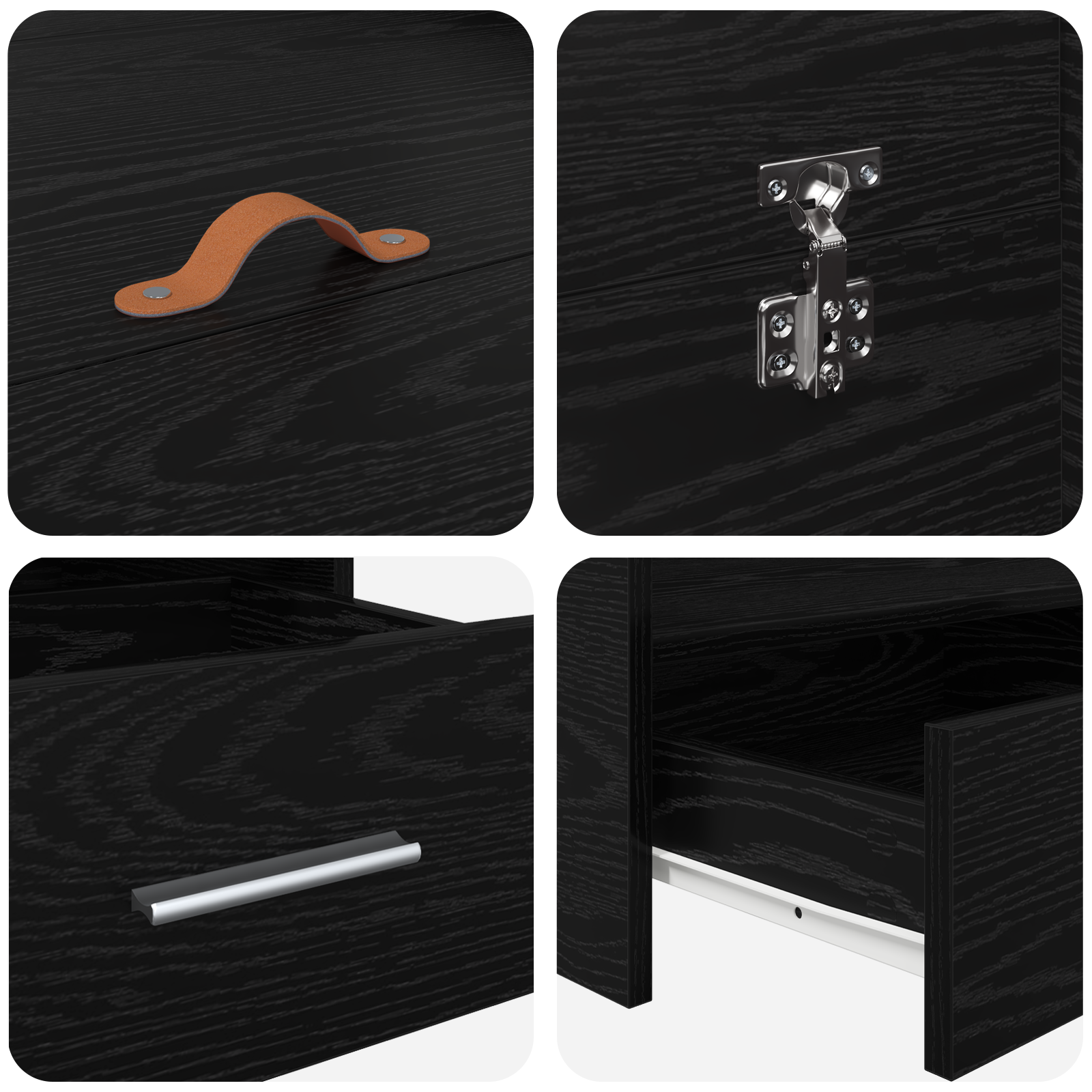 Seng med lagring Svart Eik 140 x 200 cm Konstruert tre