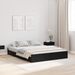 Seng med lagring Svart Eik 140 x 200 cm Konstruert tre