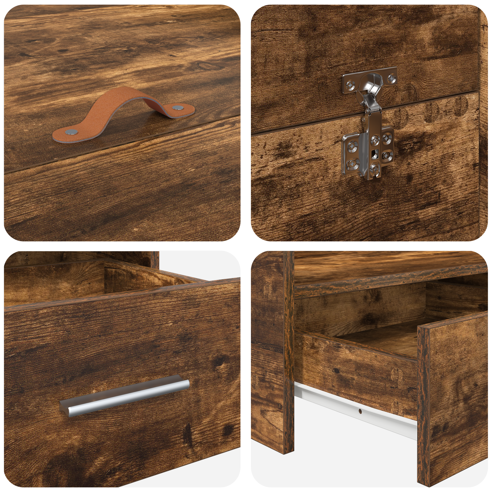 Seng med lagring med skuff Røkt eik 120 x 200 cm Konstruert tre