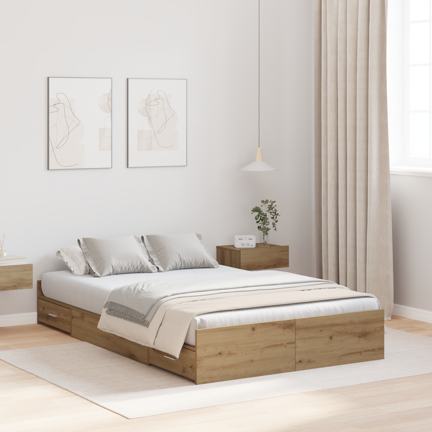 Seng med lagring Artisan Eik 120 x 200 cm Konstruert tre