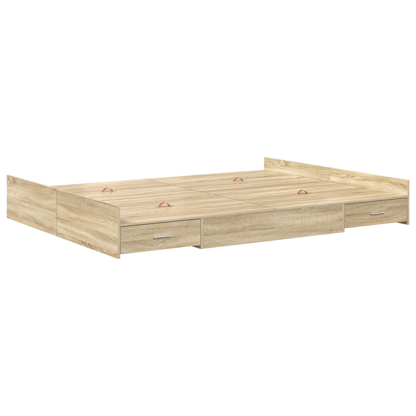 Seng med lagring Sonoma eik 135 x 190 cm Konstruert tre
