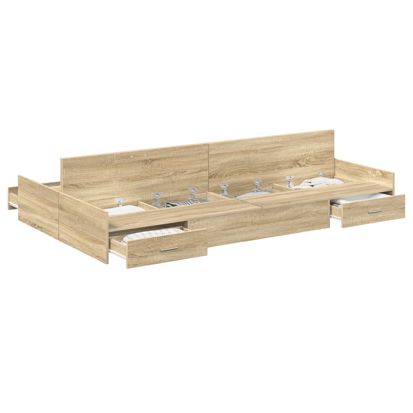 Seng med lagring Sonoma eik 120 x 190 cm Konstruert tre