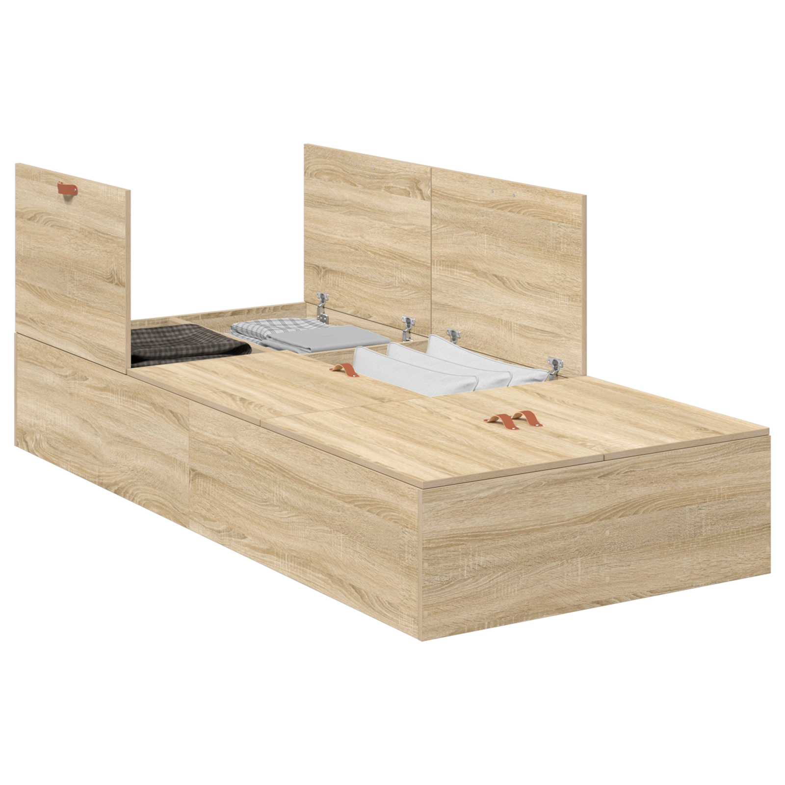 Seng med lagring Sonoma eik 80 x 200 cm Konstruert tre