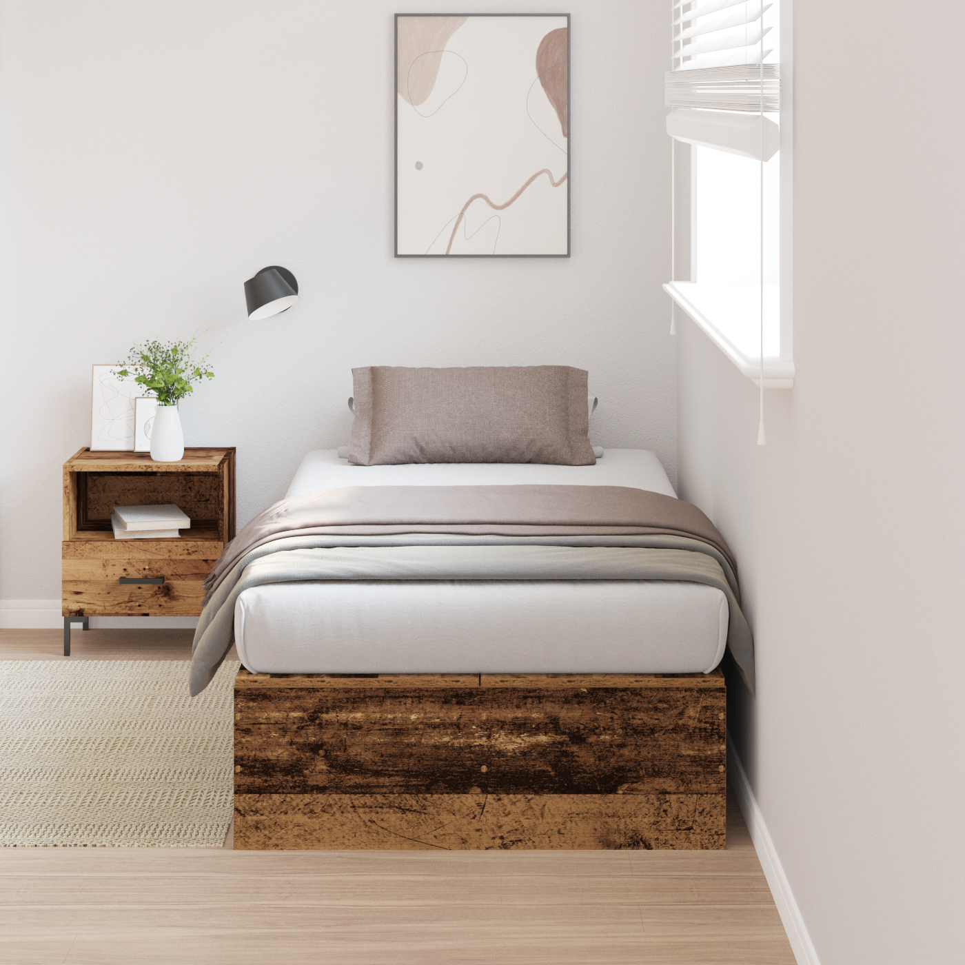 Seng med lagring Gamle tre 80 x 200 cm Konstruert tre