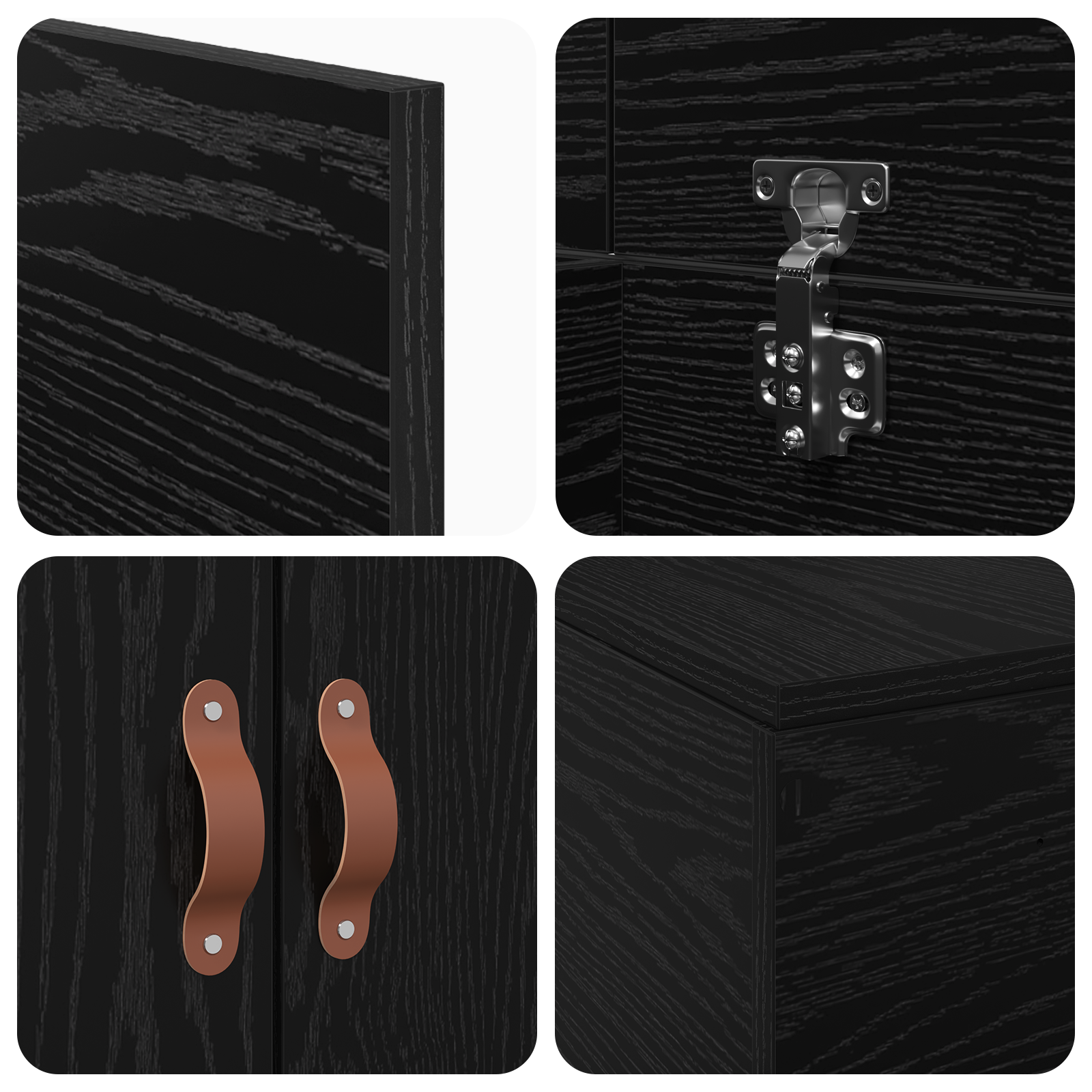 Seng med lagring Svart Eik 90 x 200 cm Konstruert tre