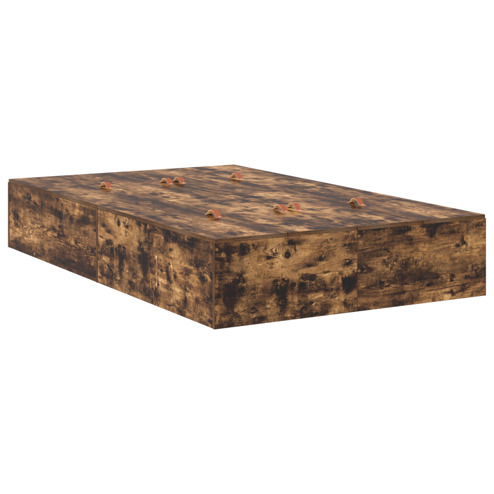 Seng med lagring Røkt eik 120 x 200 cm Konstruert tre