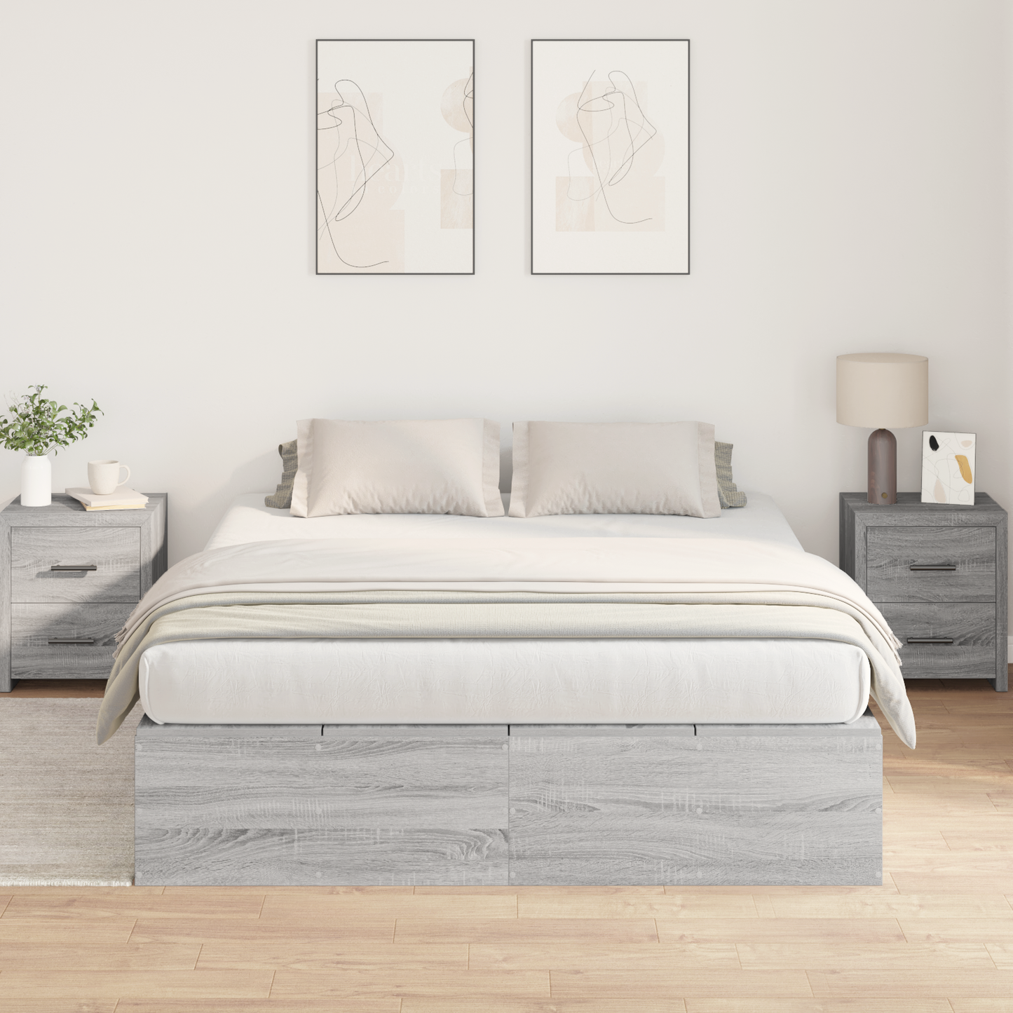 Seng med lagring Grå Sonoma 140 x 200 cm Konstruert tre